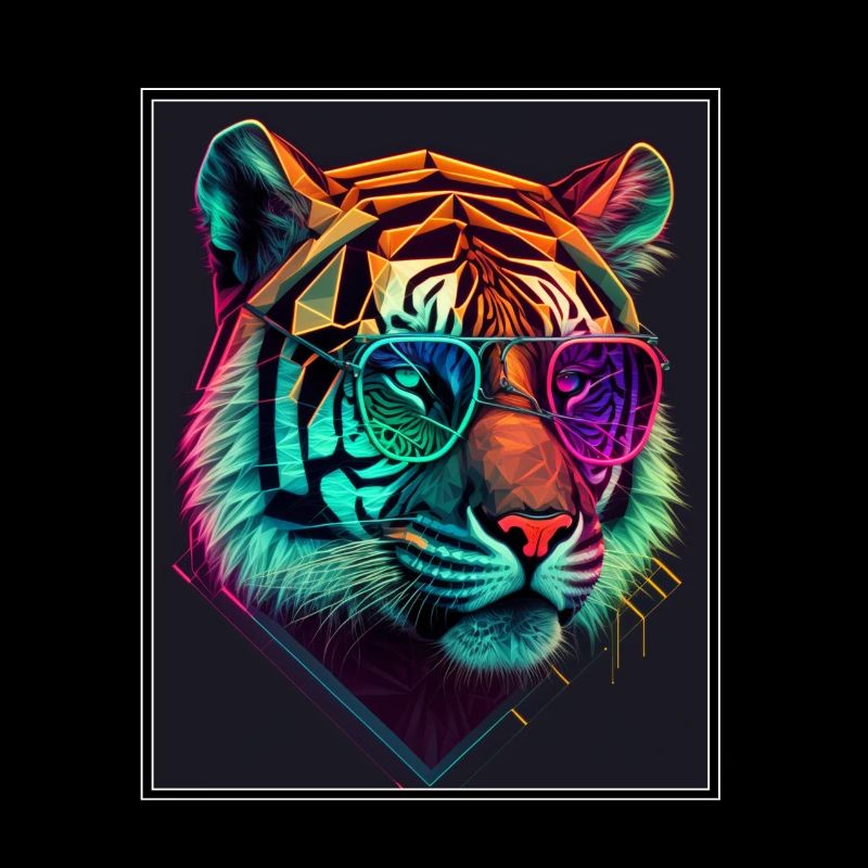 Bengal Tiger Cat Polygon Big Cat Neon