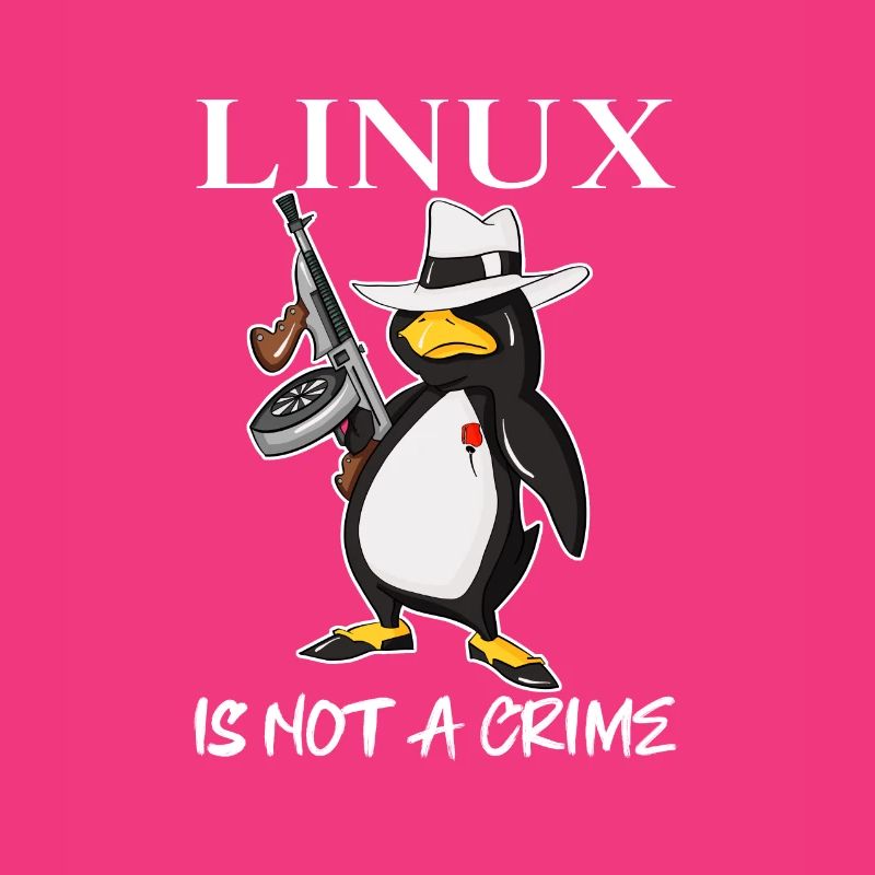 Linux is Not A Crime Tux Linux Penguin Gangster
