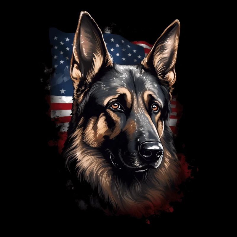 German Shepherd American Flag Proud Dog
