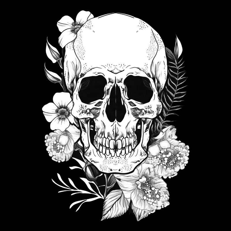Skull with Flowers Art