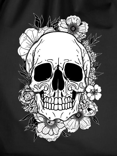 Skull with Flowers Art