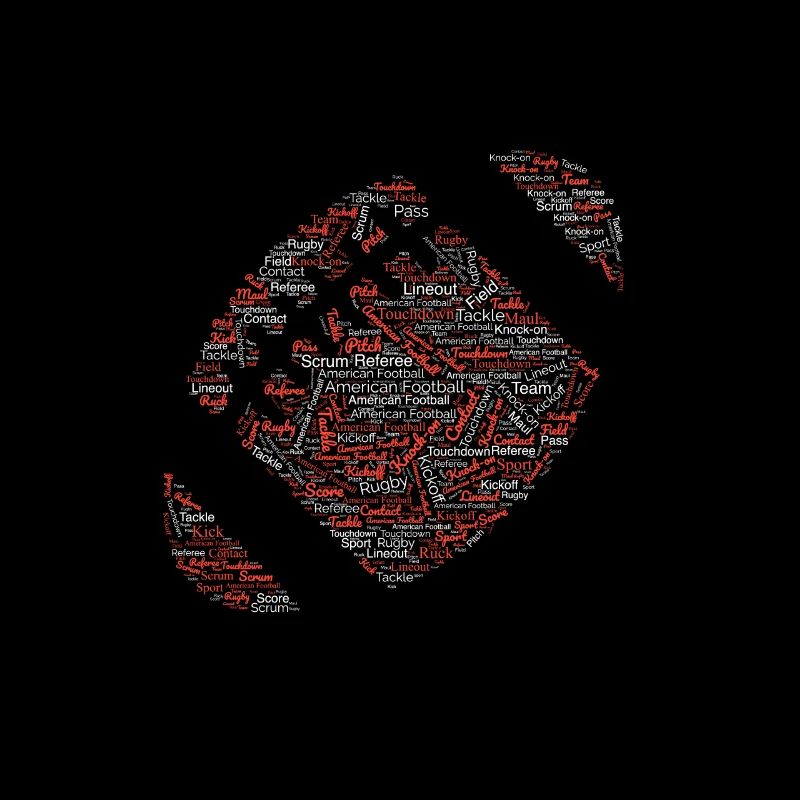 Tee graphique de rugby avec conception de motifs de mots.