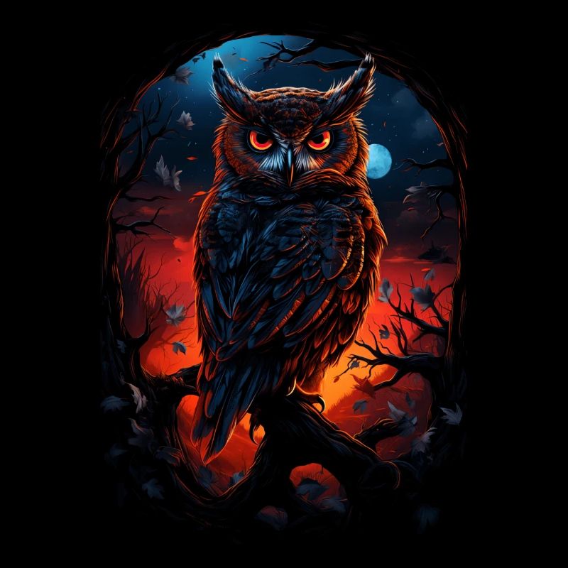 Beau hibou avec de grands yeux la nuit