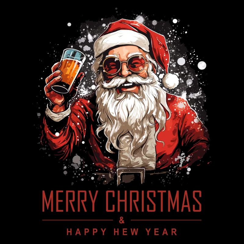 Lustiger Weihnachtsmann Nikolaus Trinkt Alkohol