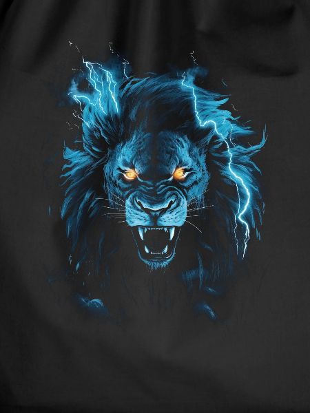 Lion, Fire, Blue, Male