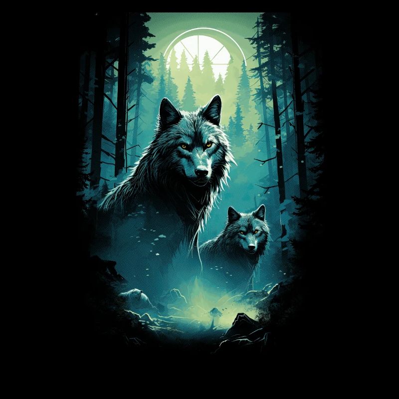 Fantasy Wolves Wolf Moonlight Illustration