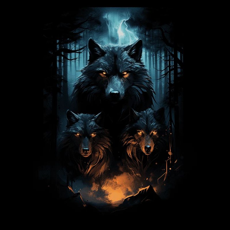Fantasy Wolves Wolf Moonlight Illustration