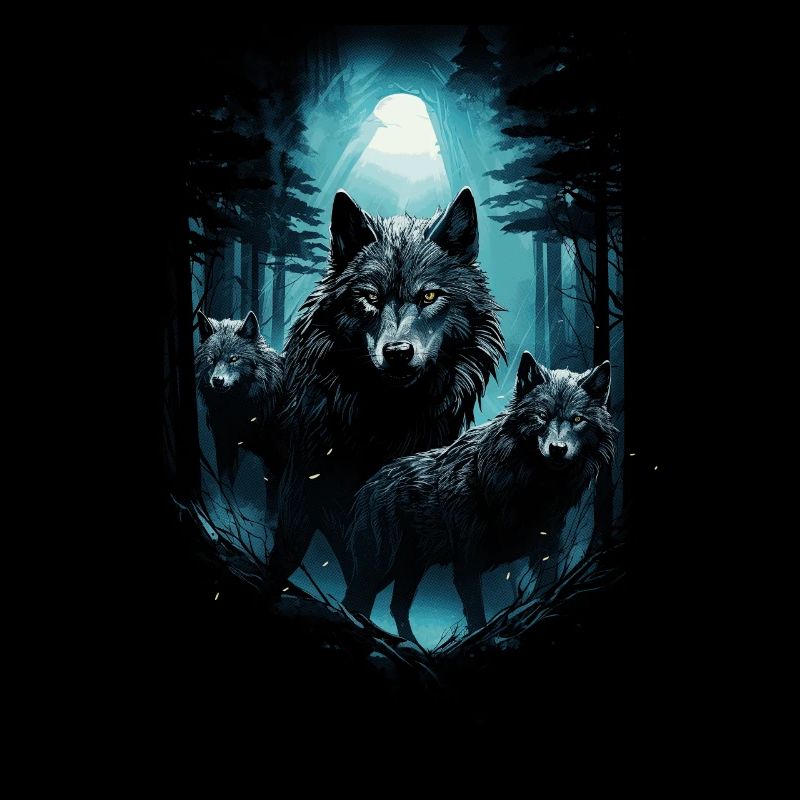 Dunkle Kunst Wolf Wald Mythisch
