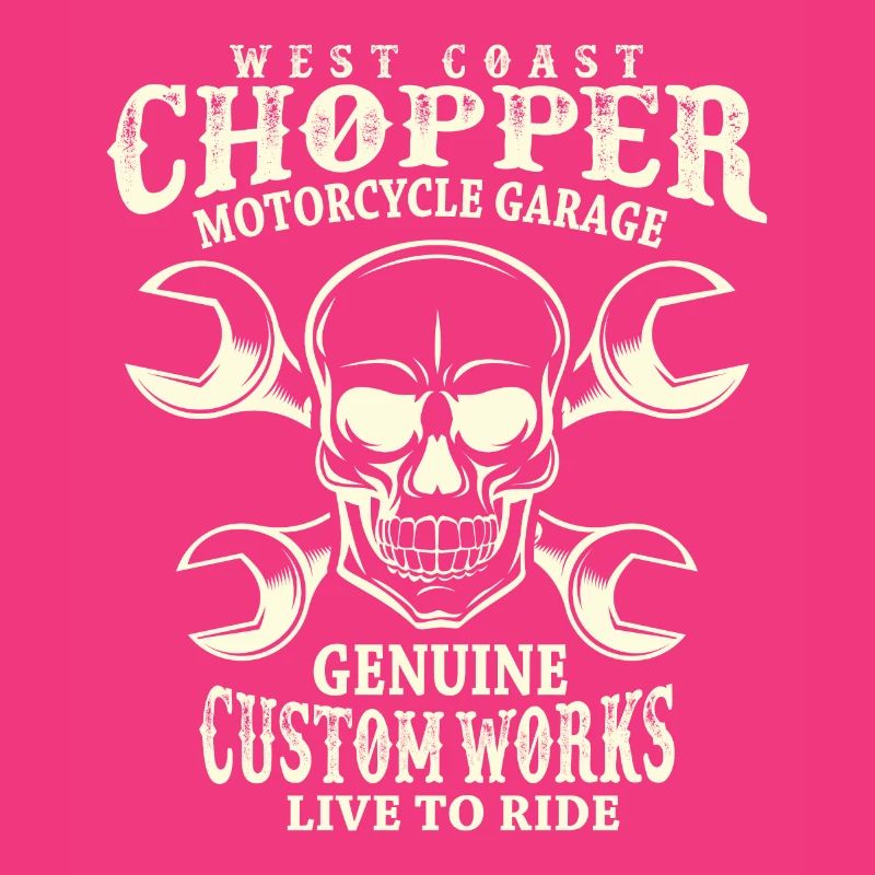 Skull Biker Saying West Coast Chopper