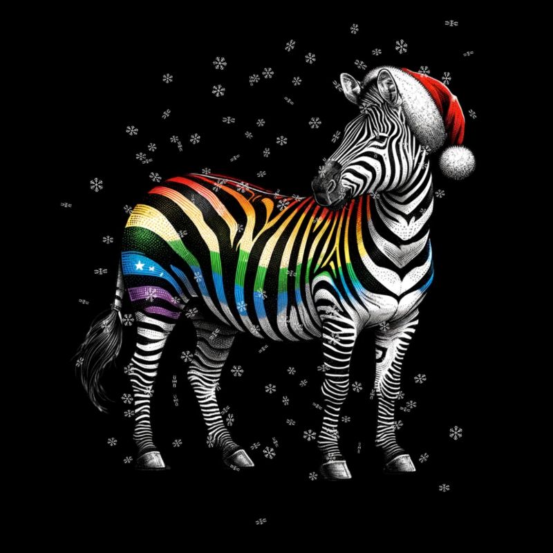 Regenbogen Zebra mit Santa Mütze
