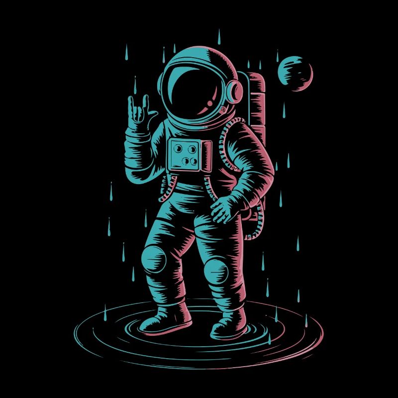Neon Space Astronaut Retro INTO THE AM Cool