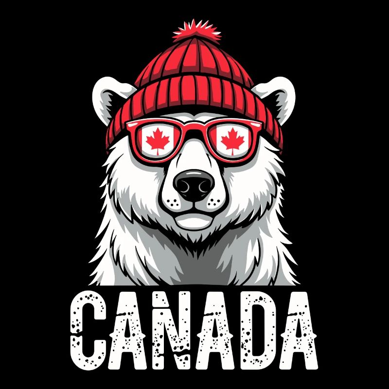 Ours du Canada avec chapeau et style érable