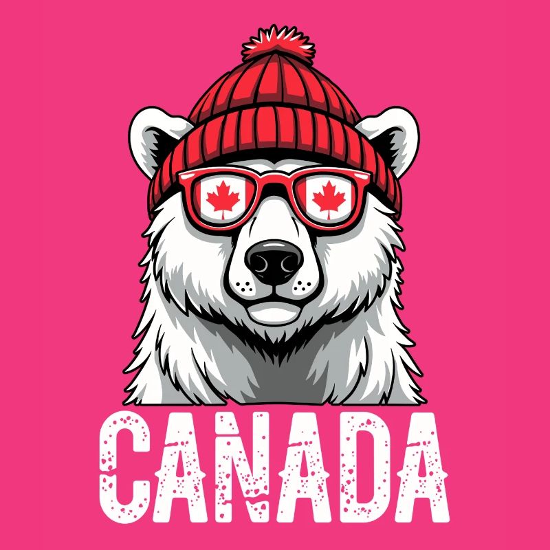 Ours du Canada avec chapeau et style érable