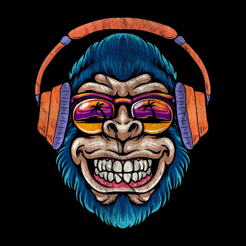 Monkey DJ Affe mit Kopfhörer Sonnenbrille Geschenk