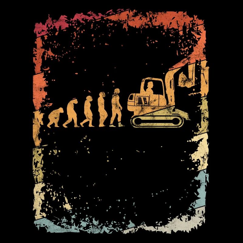 Evolution excavator vintage retro gift