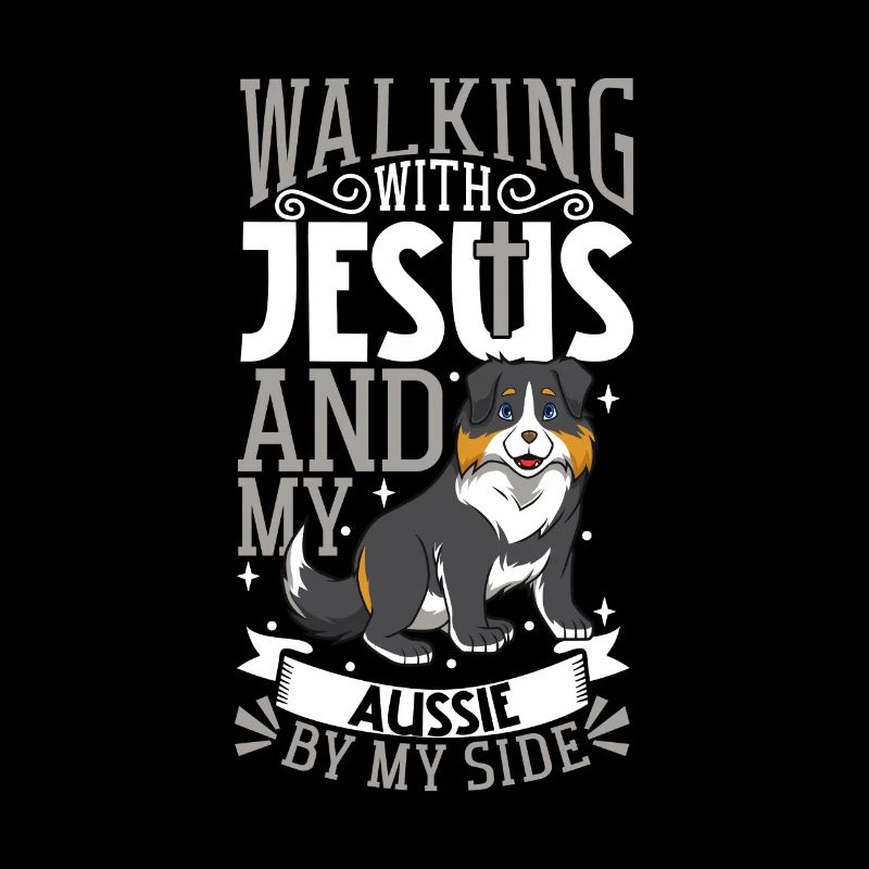Jesus und Hund - Australian Shepherd