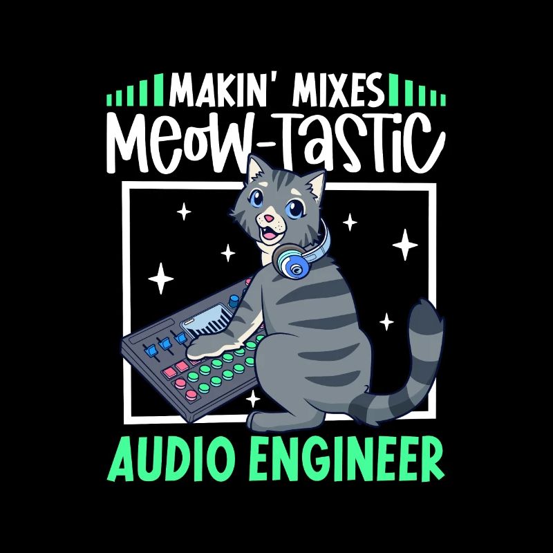 Cat at the mixing desk - sound engineer