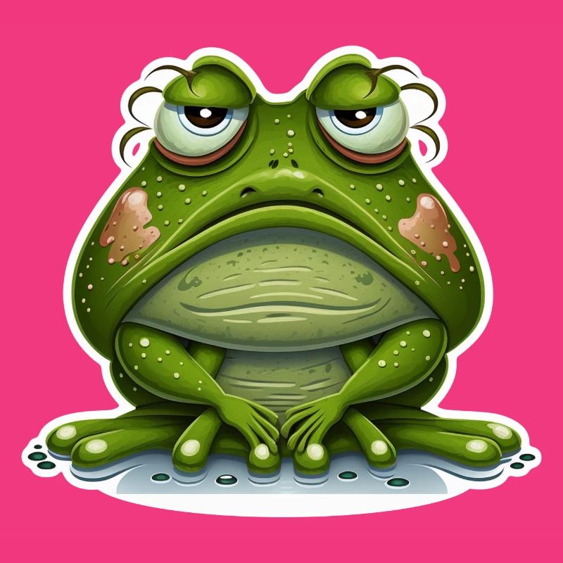 Cute Frog Amphibian Morning Grouch Grumpy Sleeping