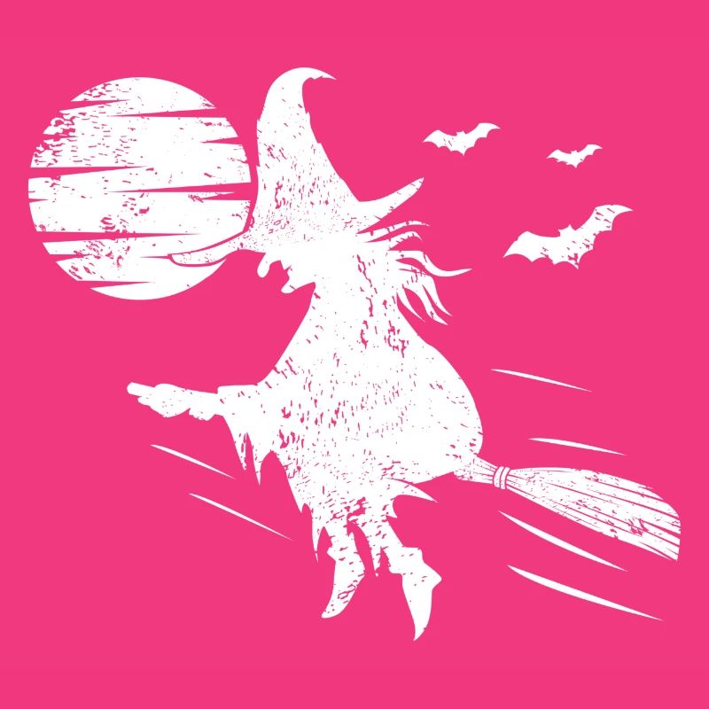 Witch with witch's basked full moon