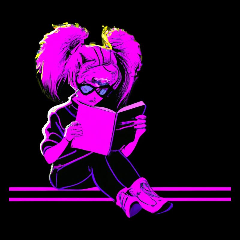 Synthwave Bookworm Girl