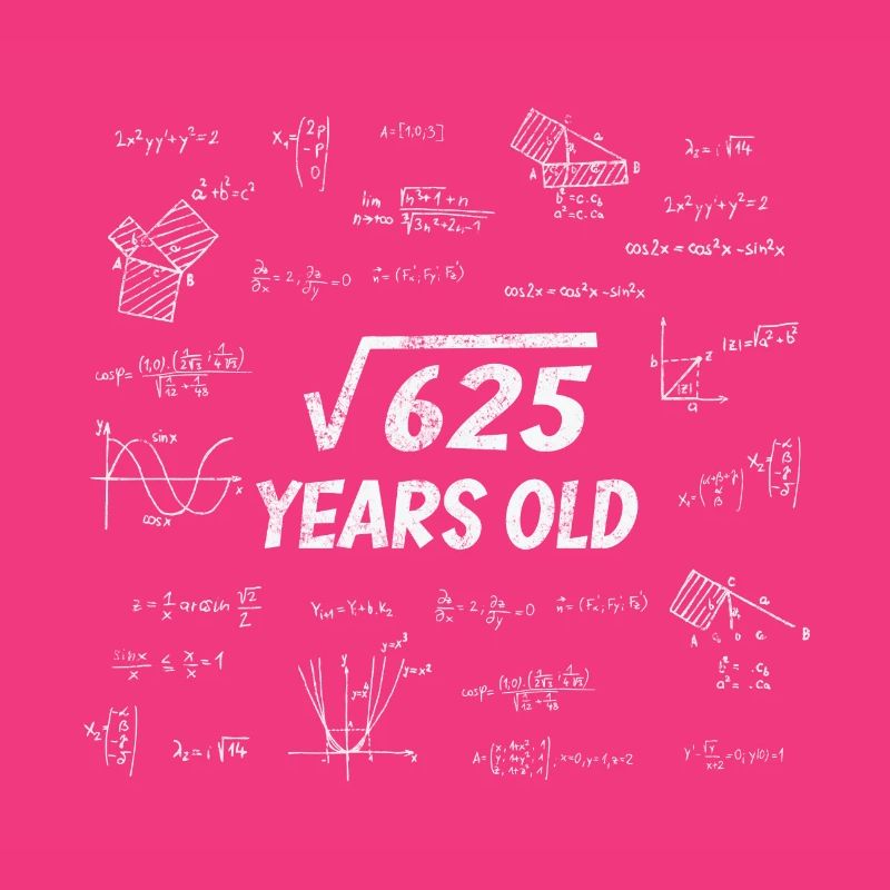 Square Root from 625 - 25th Birthday Math Nerd