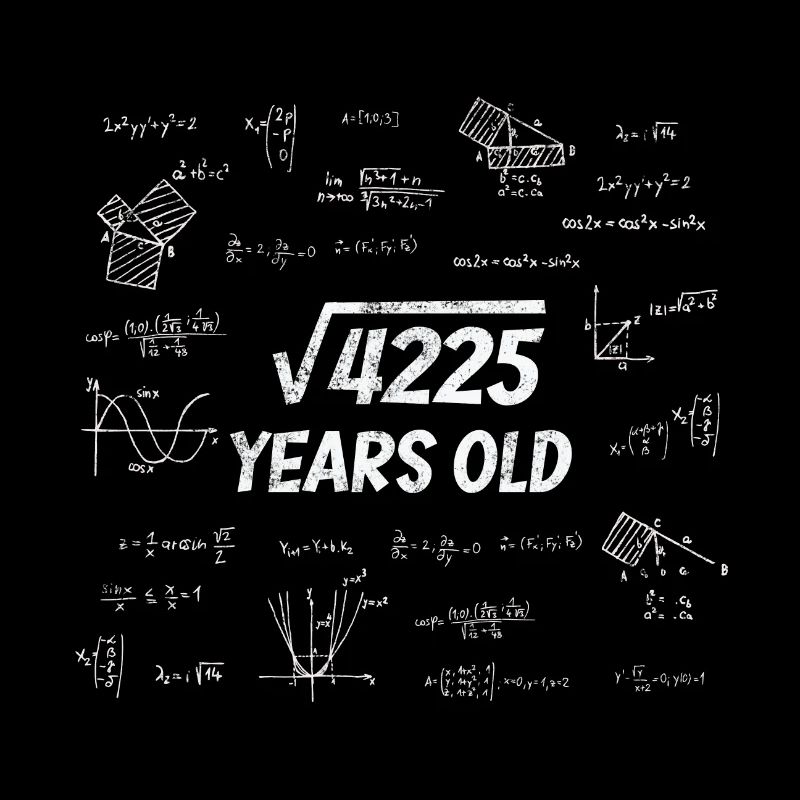 Quadratwurzel aus 4225 - 65. Geburtstag Mathe Nerd