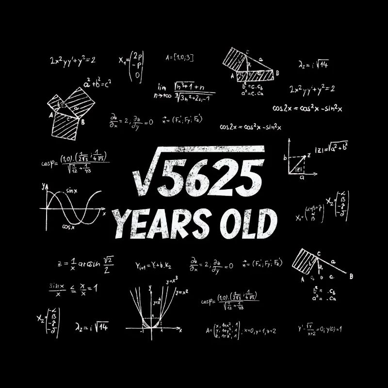 Quadratwurzel aus 5625 - 75. Geburtstag Mathe Nerd