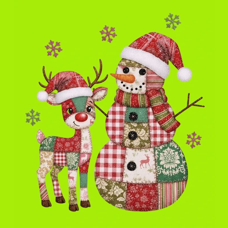 Patchwork Snowman and Reindeer