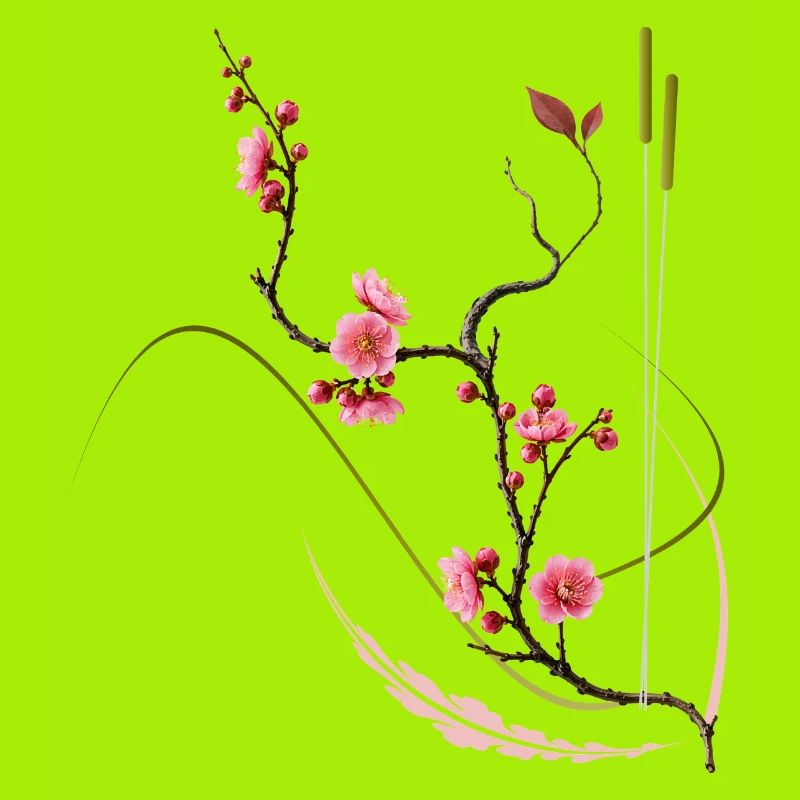 Style zen de la fleur de prunier japonaise