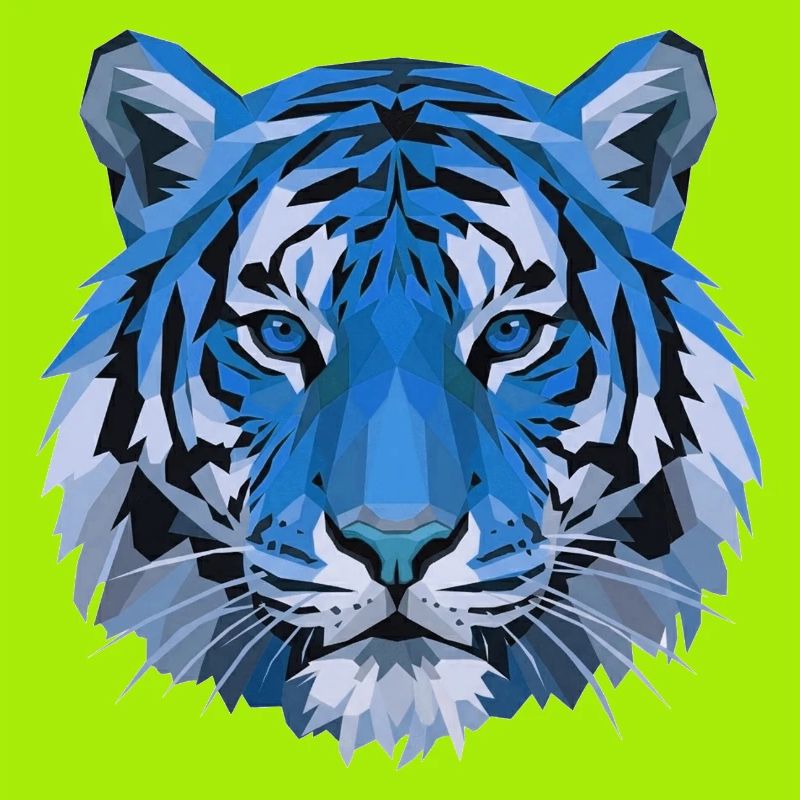 Blauer Polygon-Tiger Kopf