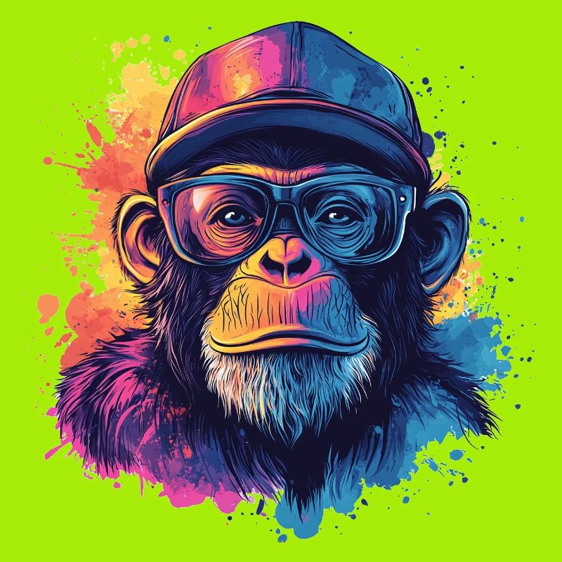 Watercolor Hipster Monkey