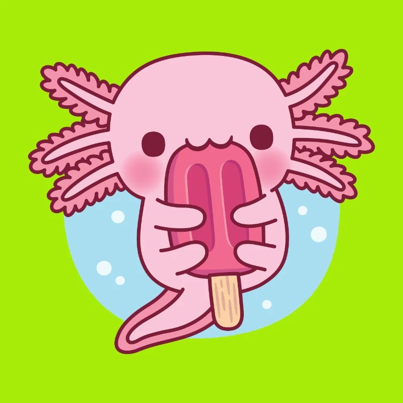Mignon Axolotl mangeant de la glace