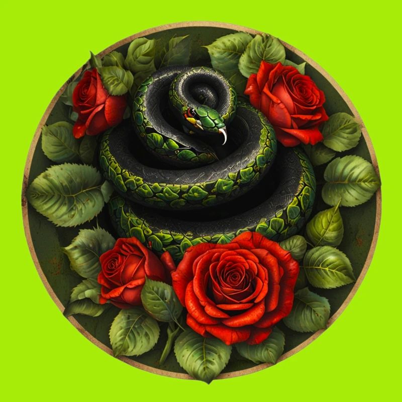 Snake and red roses