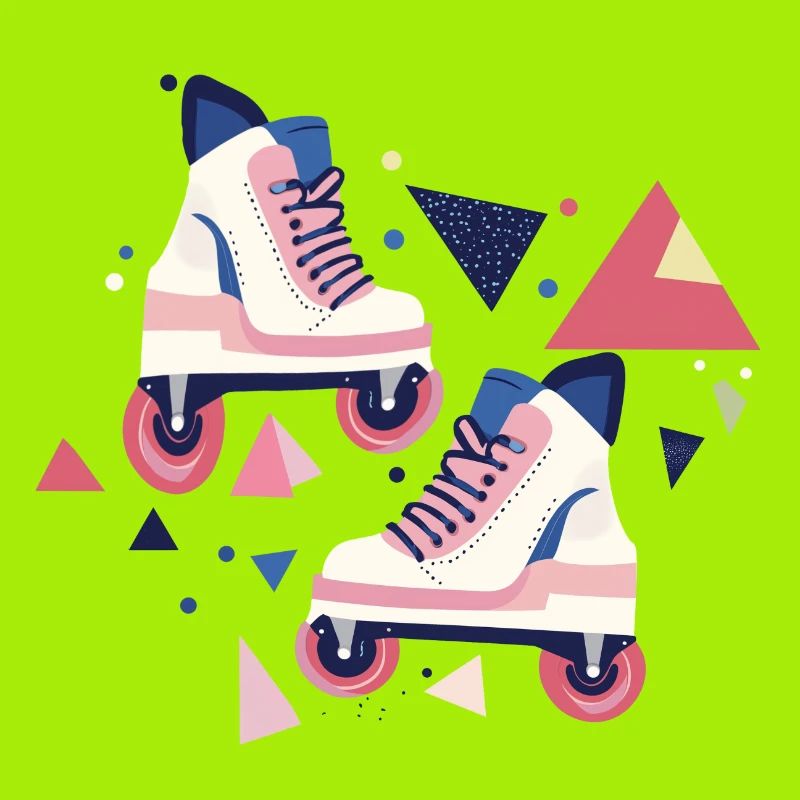 90s pattern roller skates
