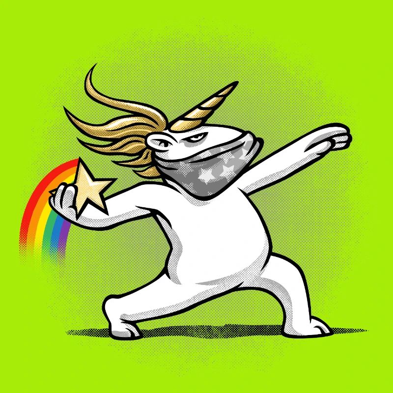 Einhorn wirft einen Regenbogen