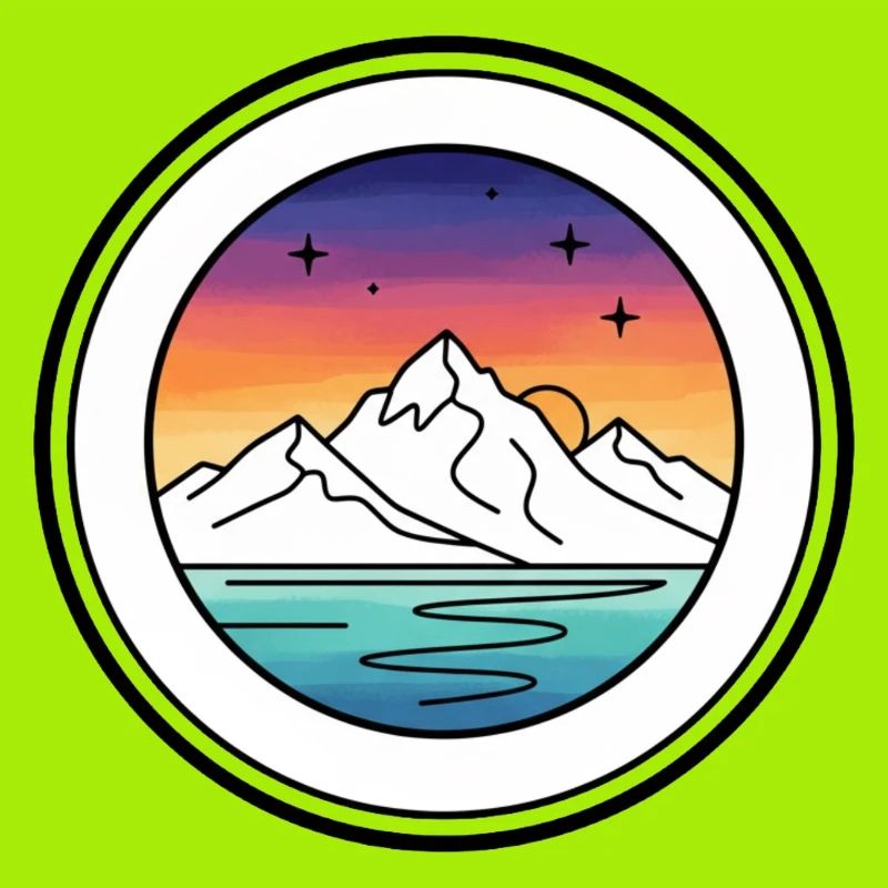 Mountain Lake Sunset Circle