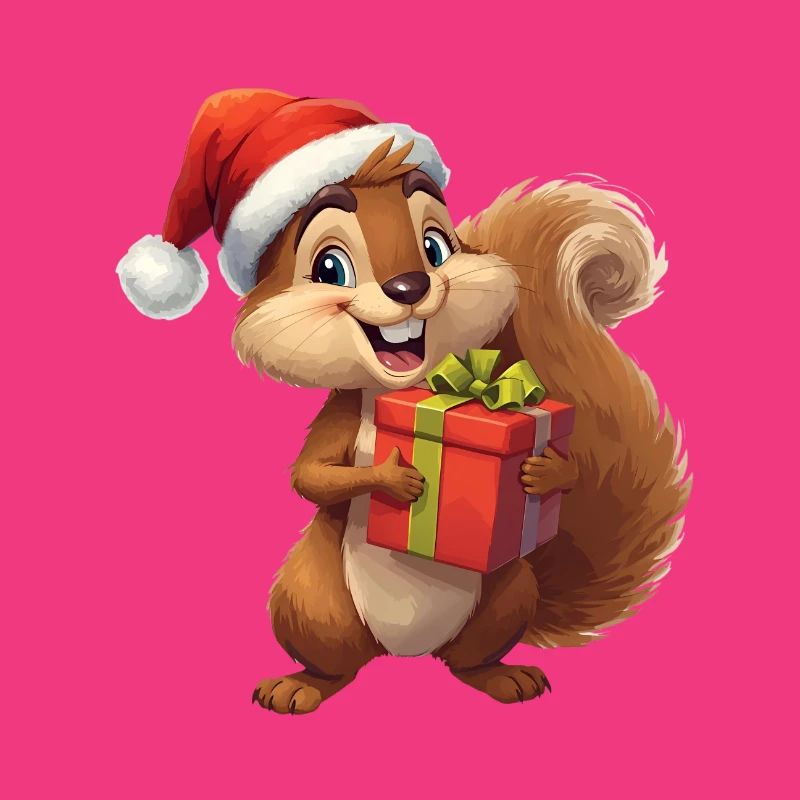 Weihnachts-Eichhörnchen mit Geschenk