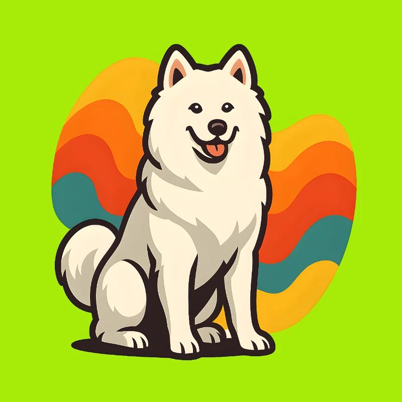 Chien Samoyède Prisme Retro Wave