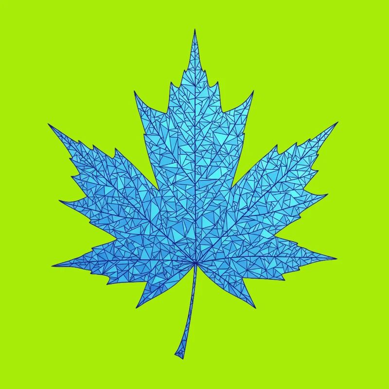 Geometric Blue Maple Leaf Print