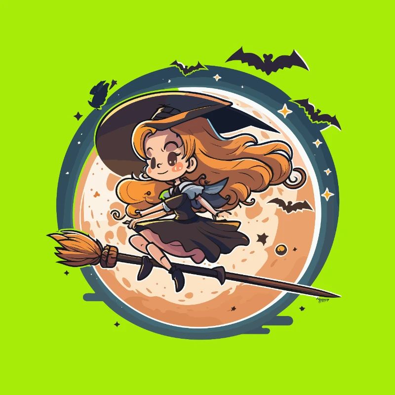 Moonlight Witch on Broom