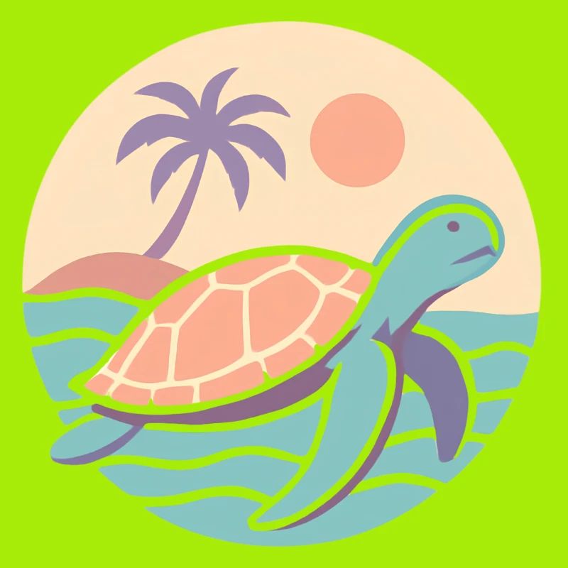 Retro turtle on the beach