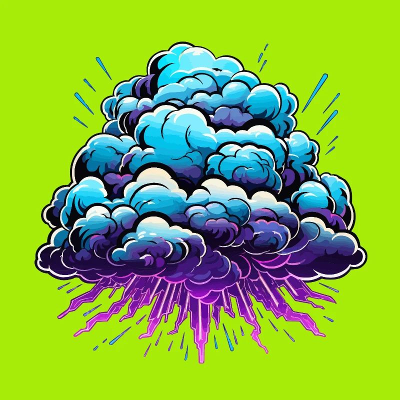 Blue Cloud Pop Explosion de néon