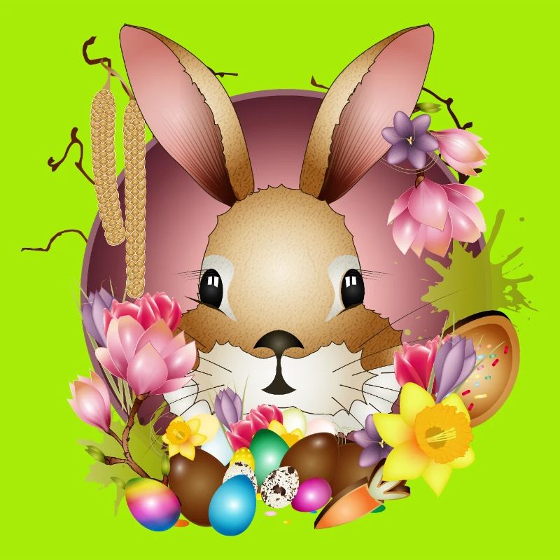 Adorable Easter bunny with Easter decoration