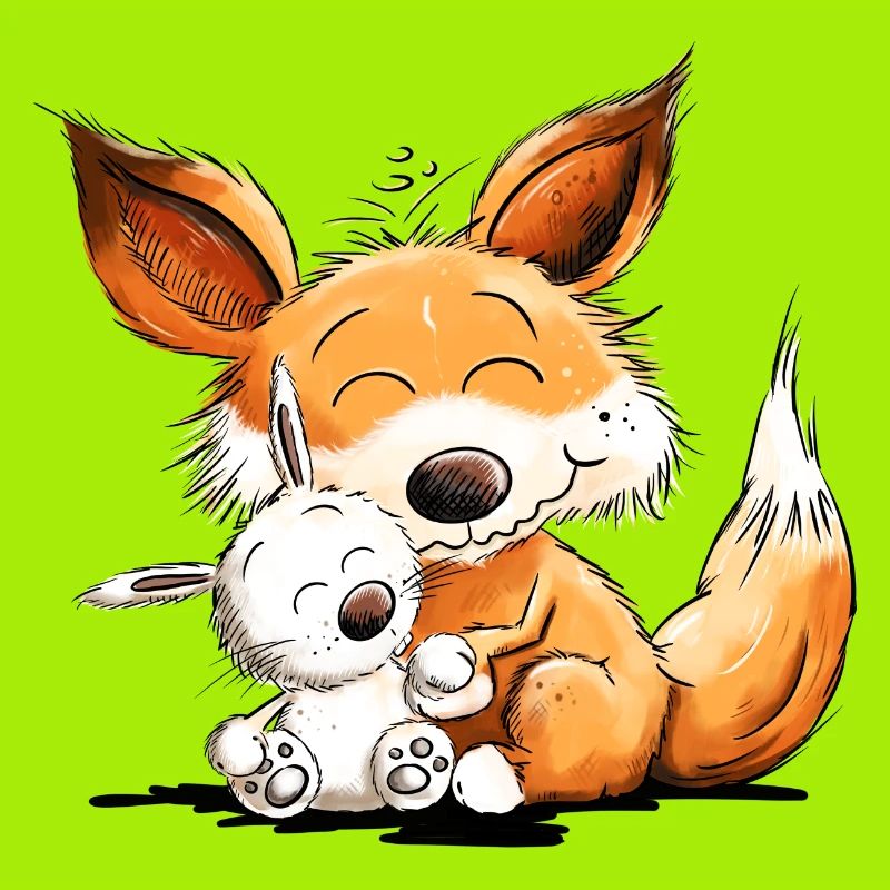 Fuchs Mit Hase Freundschaft Team Wildtier