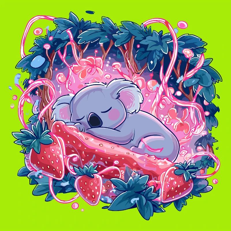 Sleeping koala in strawberry glow