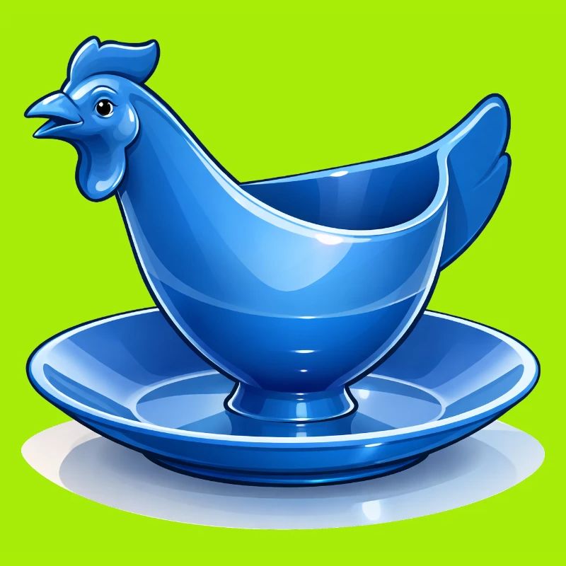 Blauer DDR Eierbecher Huhn Fanart, Ostalgie