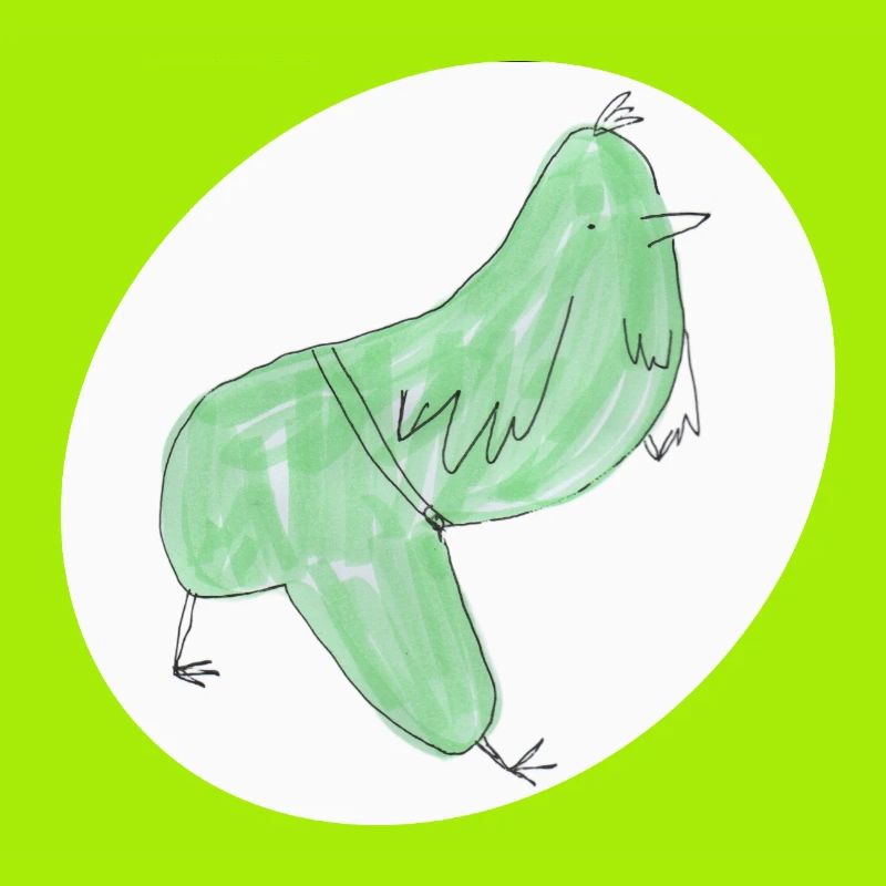 Oiseau vert abstrait minimaliste