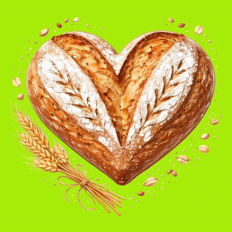 Herz Brot Backen Sauerteig Bäcker Design 