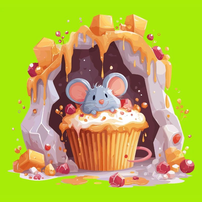 Cute mouse in cupcake cave