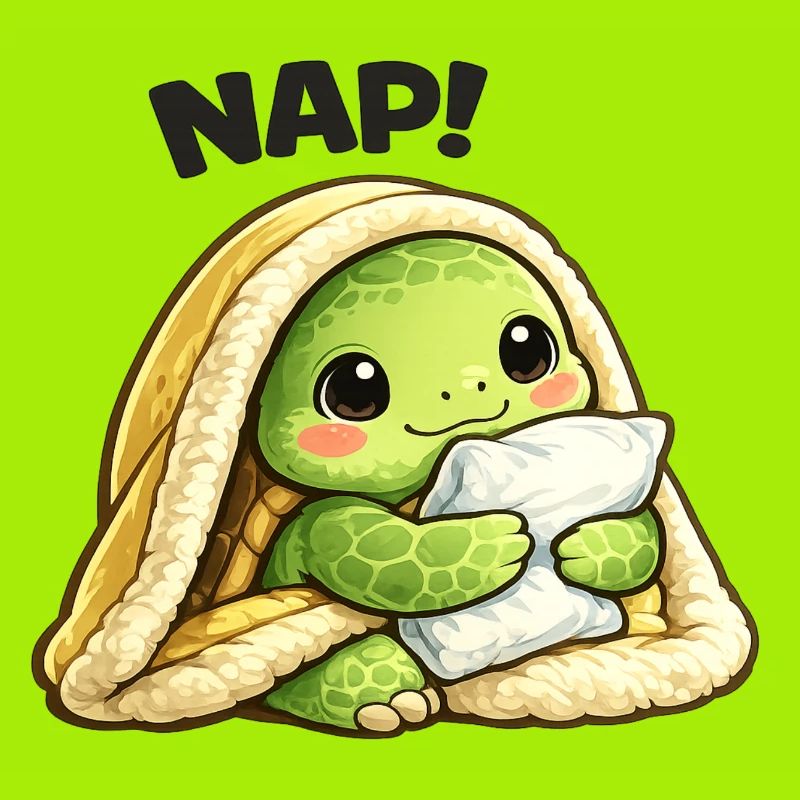 Cuddly turtle under blanket